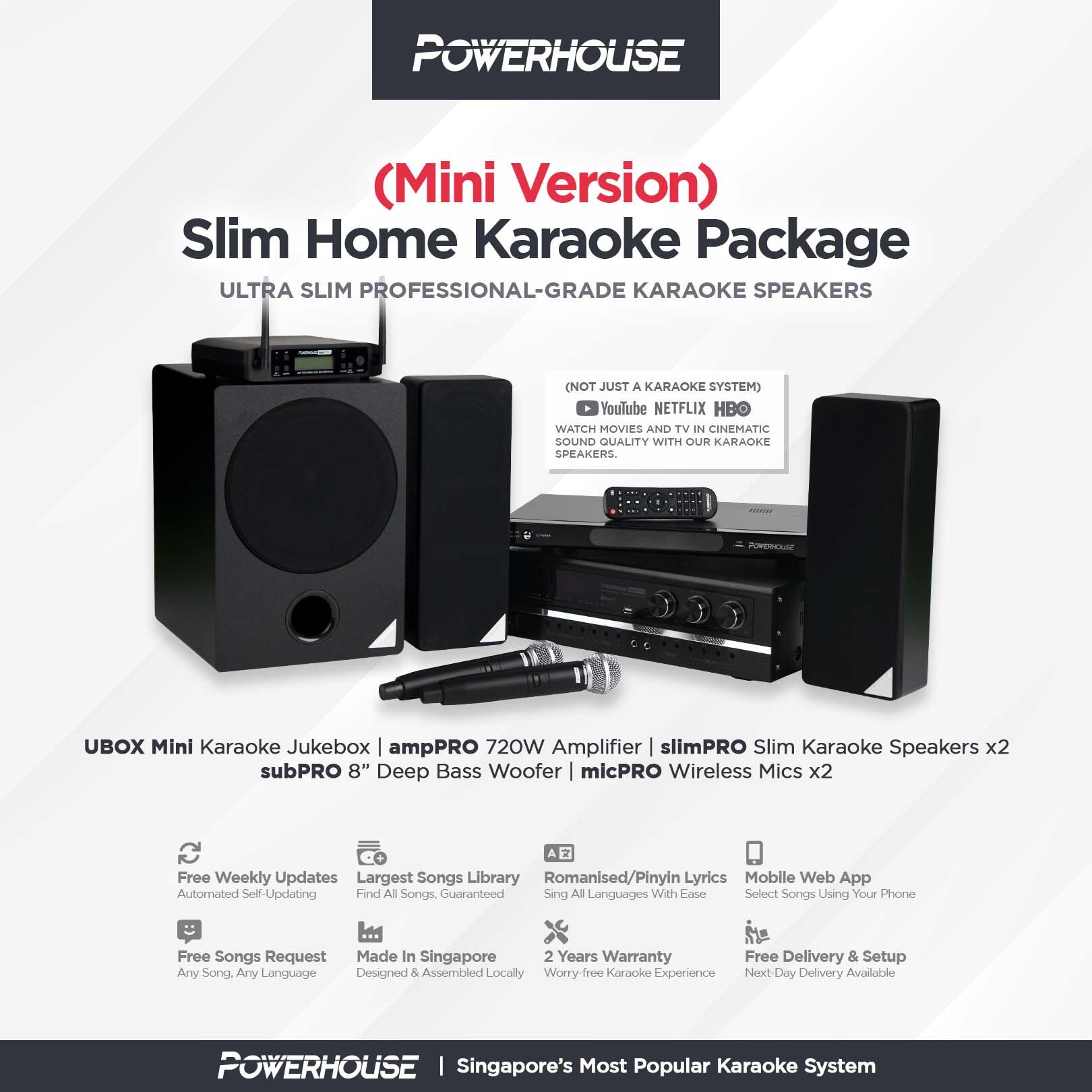 SG Powerhouse Slim Home Karaoke System Powerhouse Touchscreen