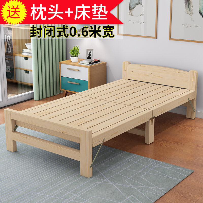 Solid Wood Single Bed 90cm Small Apartment Folding Bed Portable Children S Bed Wooden Adult Portable Bed Simple Dormitory Lazada Singapore