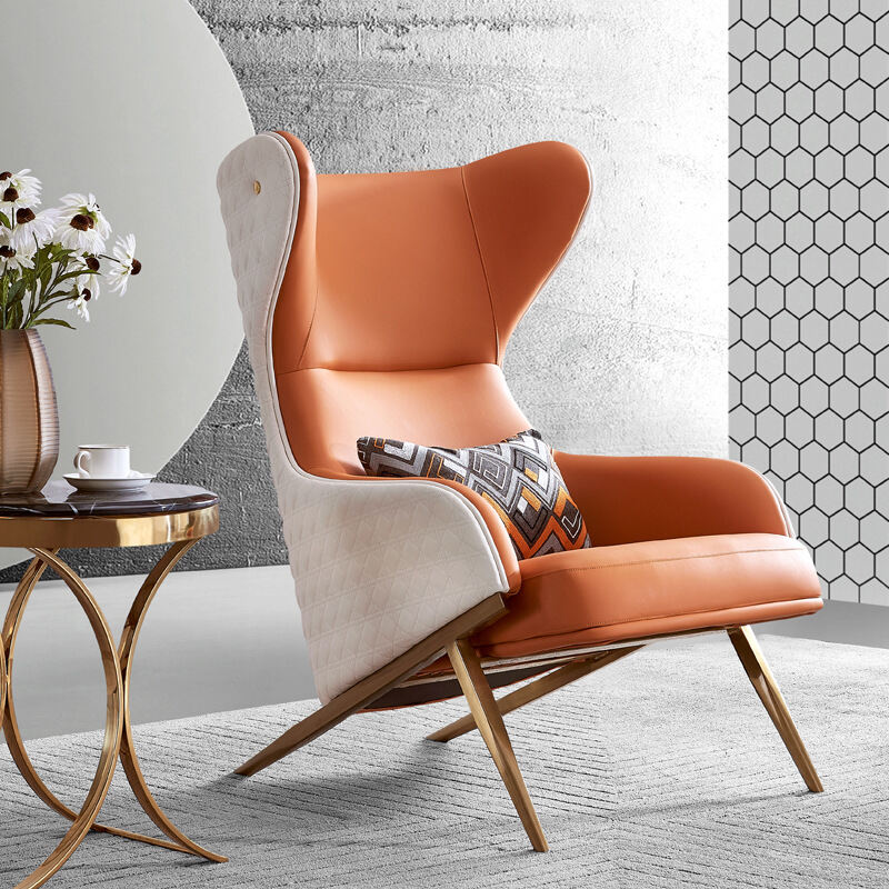 Light Luxury Single Seat Sofa Chair, Modern Leather Wingback Chair