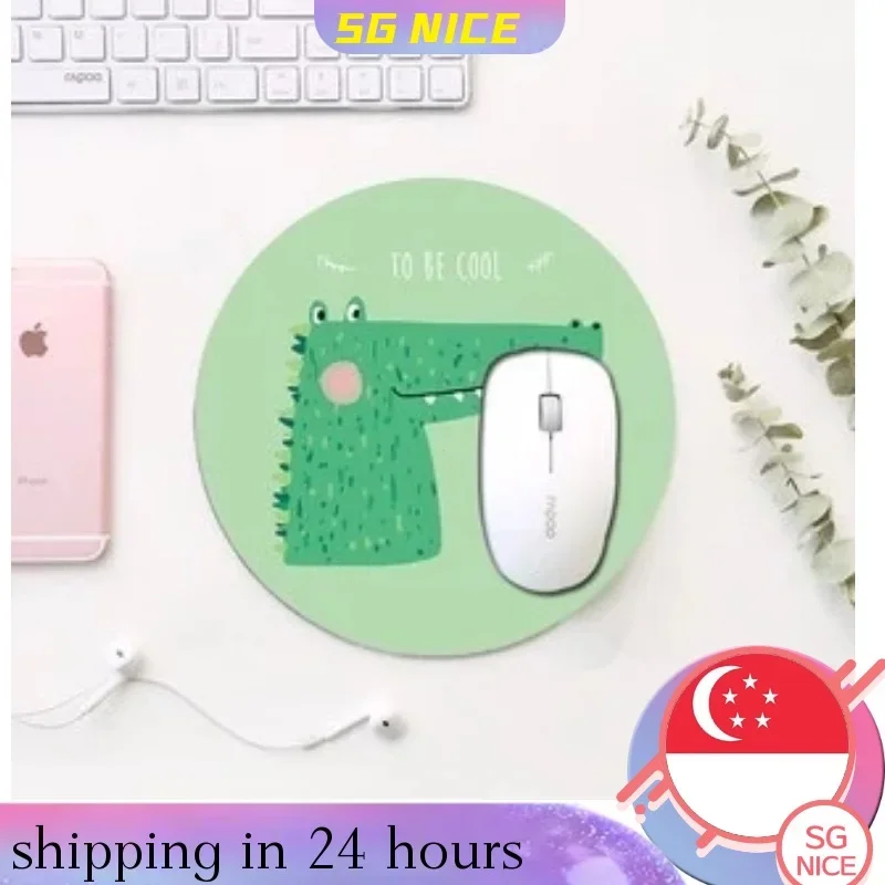 【SG Local Stock】Mini Computer Mouse Pad Cartoon Cute Smiley Art Print Mouse Pad Cute Pattern Desk Mice Pad Anti-Slip Round Mouse pads Office Home Rubber Mice Mat