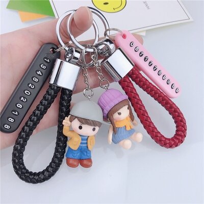 3d One Pair Of Lovers Simple Baby Doll Keychain Girl Cute Anti Lost Number Plate Internet Celebrity Ins Gift Lazada Singapore