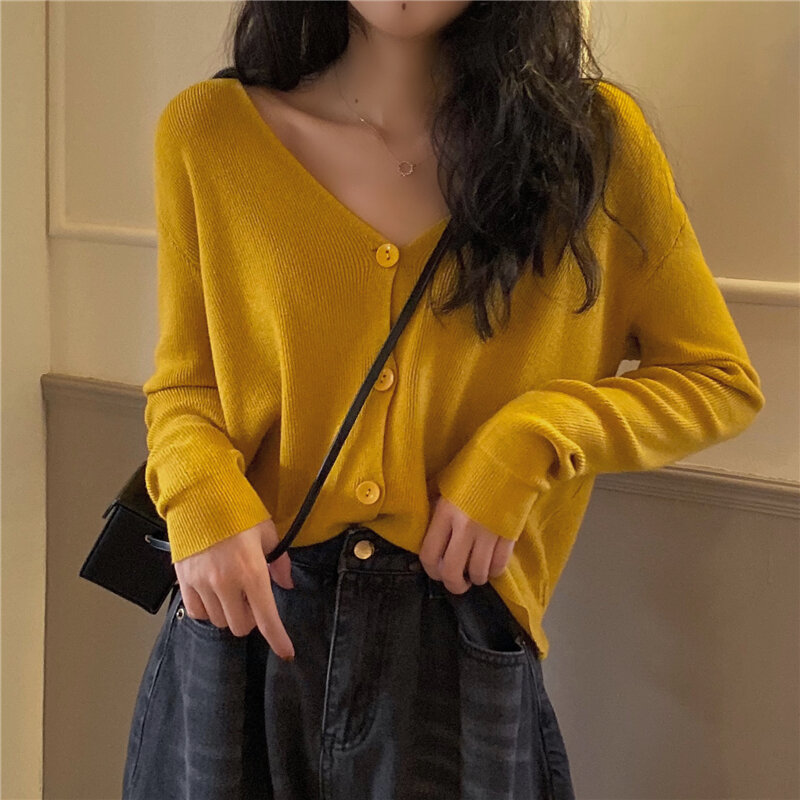 yellow sweater coat