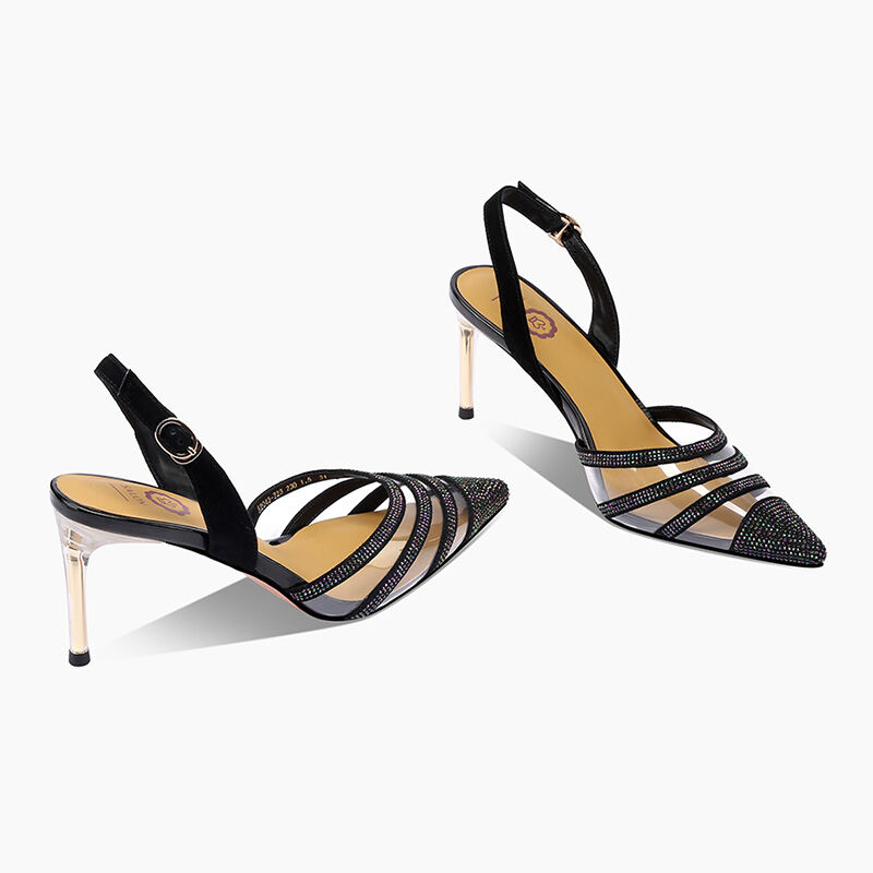 black pointed sandals