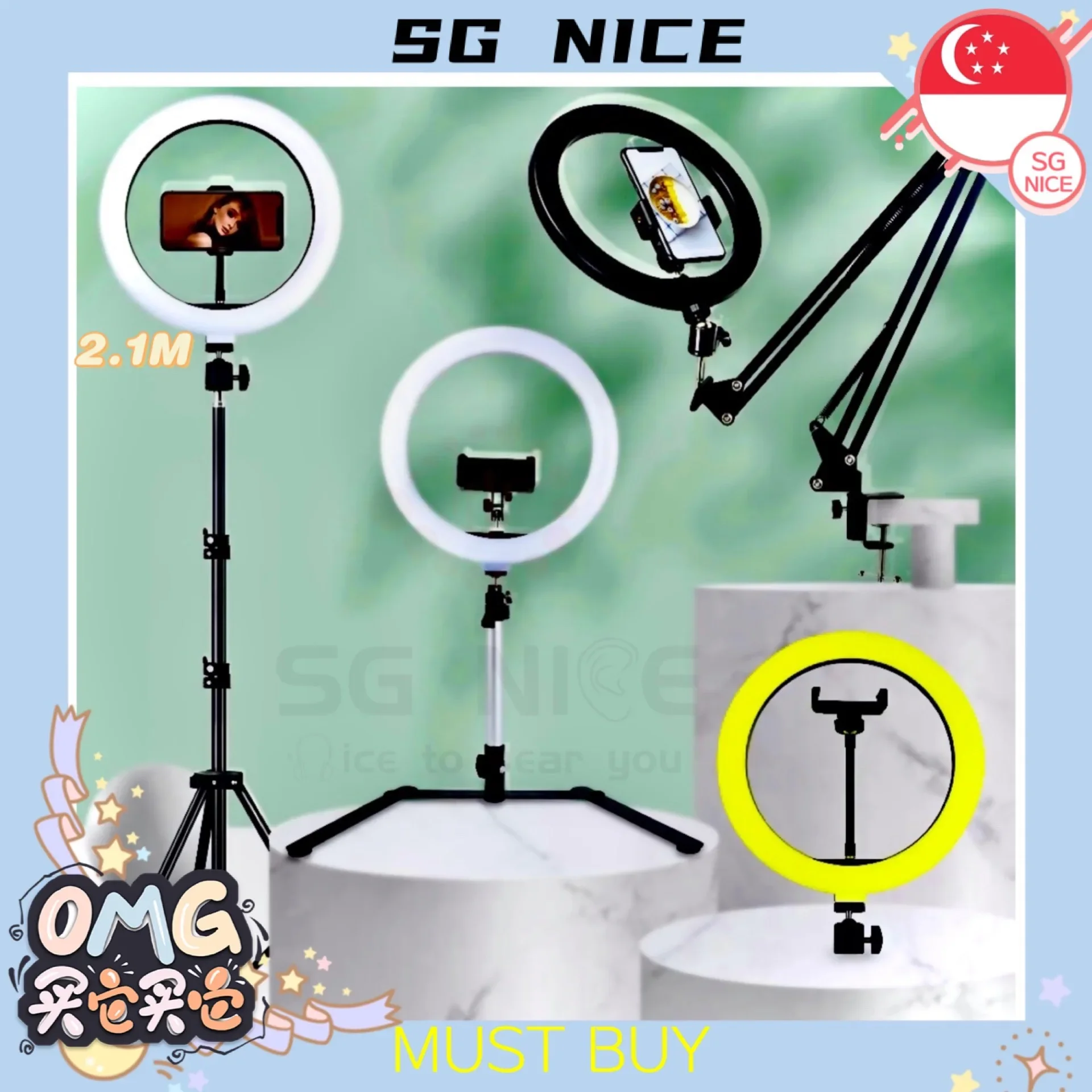 ⚡In Stock⚡26cm LED Selfie Ring Light Set with 2.1M Tripod Photography Dimmable Youtube Video Live Photo Studio Light