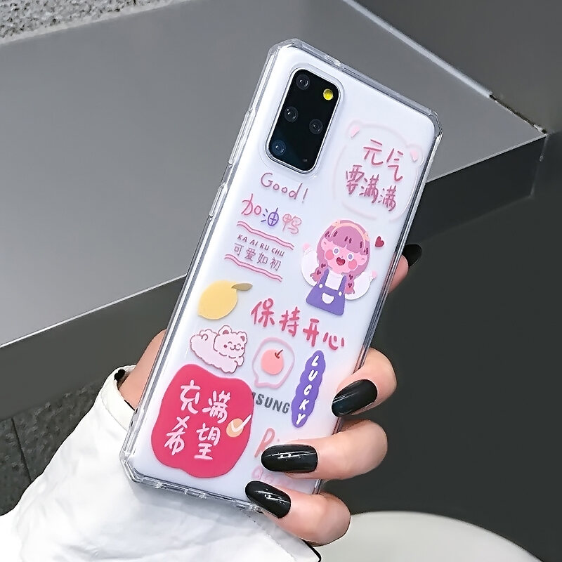 Cute Text Girl Samsung S21 Phone Case Transparent S Cartoon Young Girl S10plus Creative Soft Shell Note10 Full Covered Edge For Note Original S21ultra Drop Resistant Fe Silicone Lazada Singapore