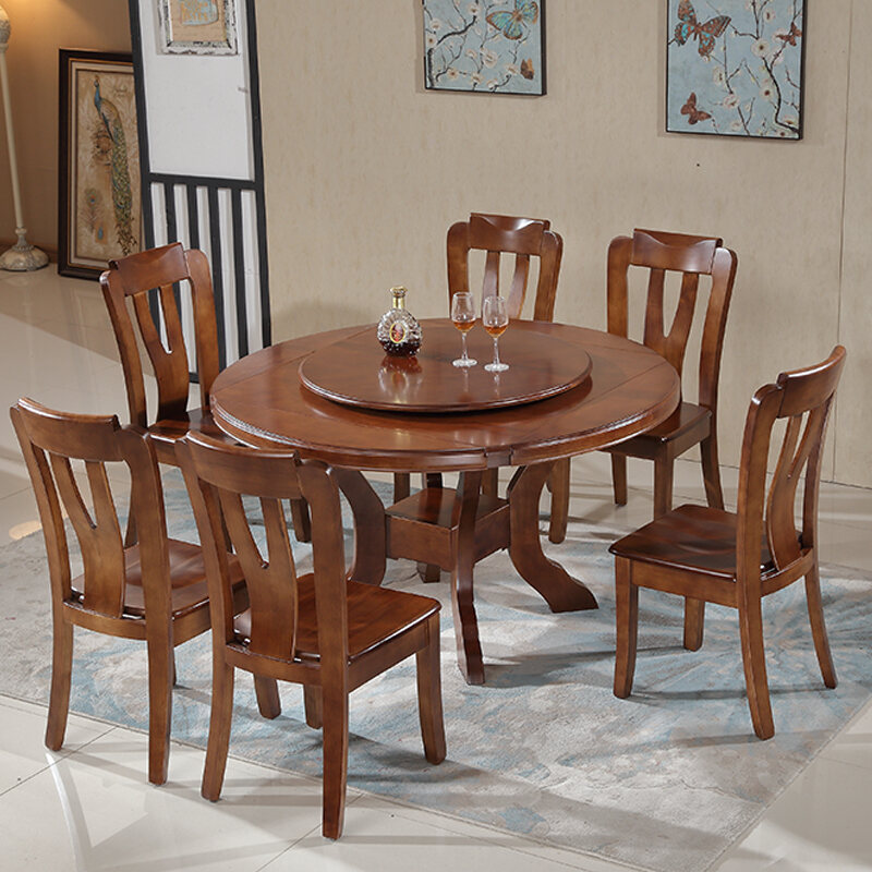 All Solid Wood Round Table Foldable, Round Wood Kitchen Tables