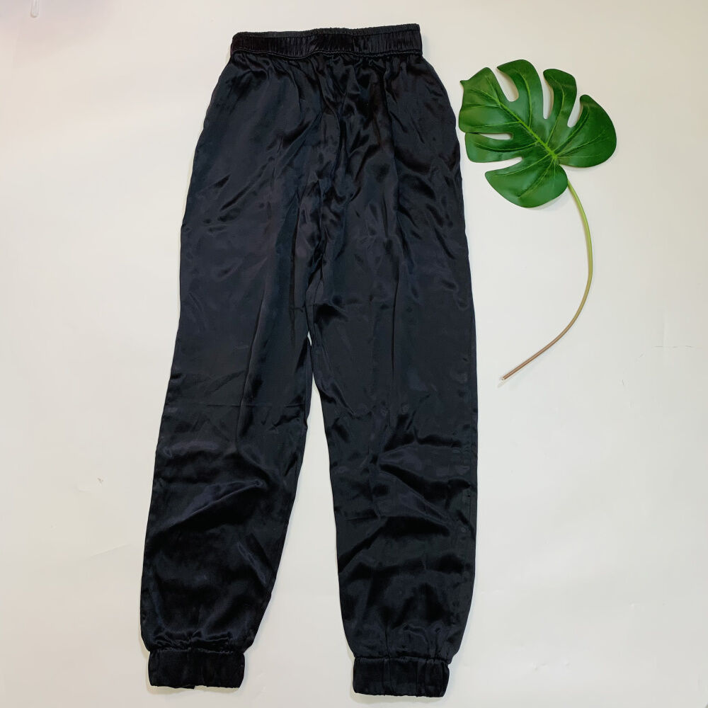 black silk skinny pants