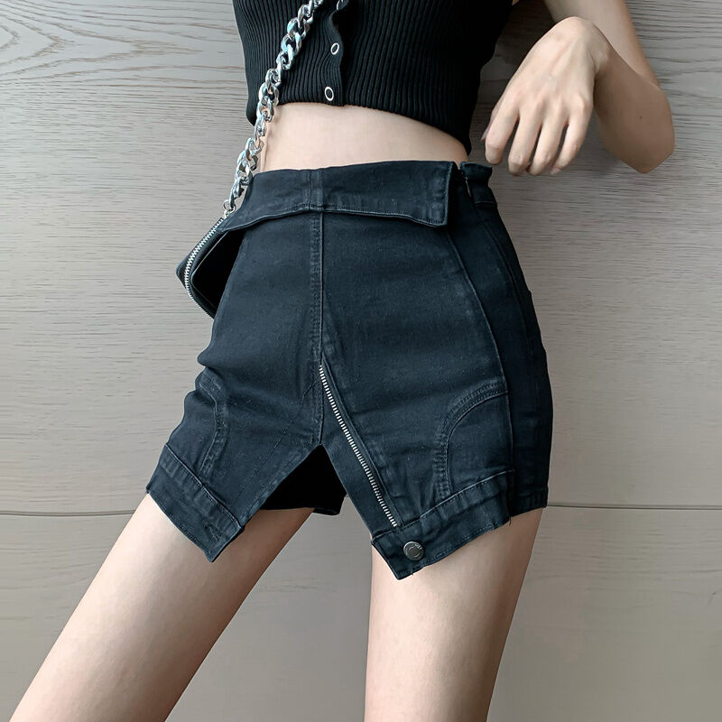 black denim hot pants shorts