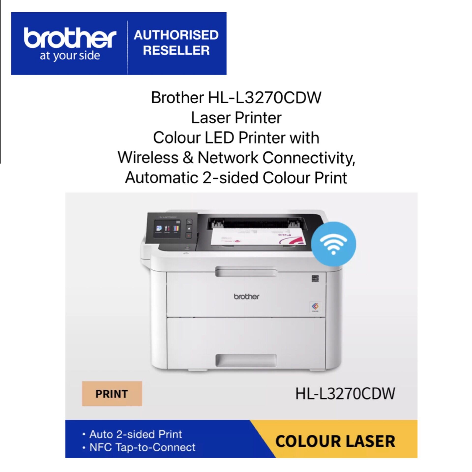 Brother HL-L3270CDW Laser Printer Colour LED Printer with Wireless & Network Connectivity, Automatic 2-sided Colour Print, Singapore