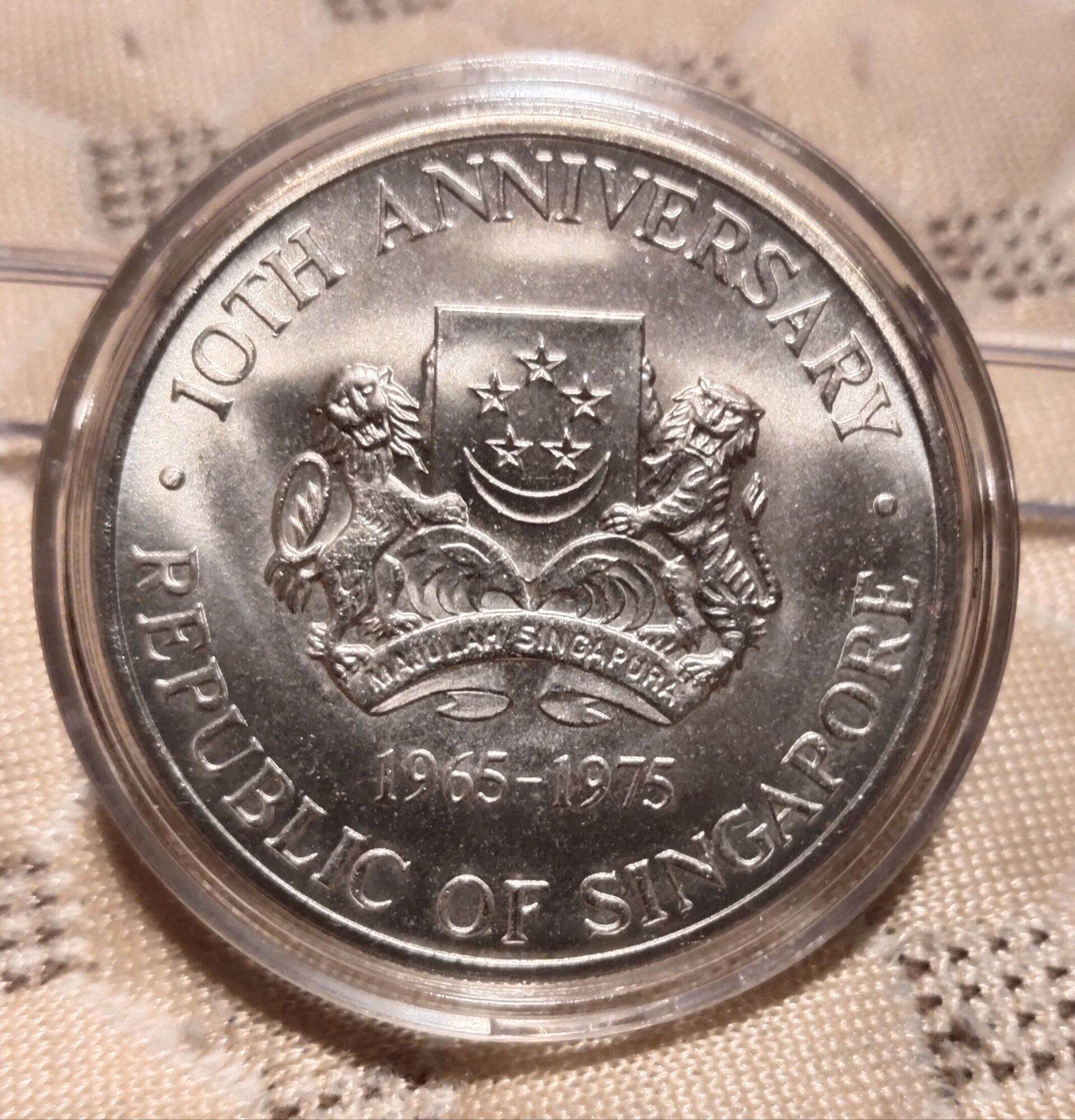 1975-1977 Vintage Singapore Ship $10 silver coins