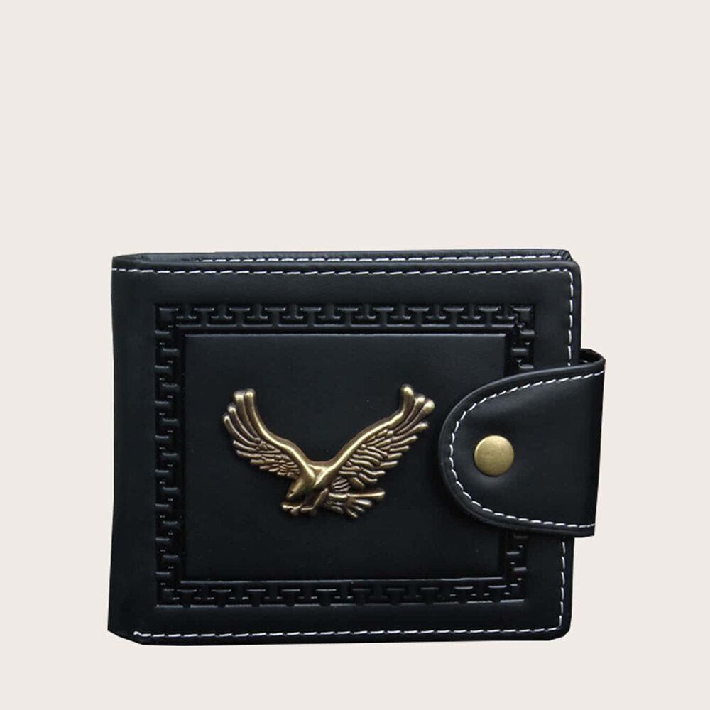 PU Wallet Men's short multi-card coin wallet Zipper Eagle card bag card sleeve Money clip Men's wallet