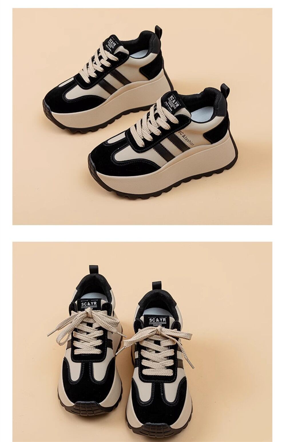 Spring New Style Women's Casual Thick Bottom Agan Dad Shoes Fashion Small Size Heightening Shoes Leisure Sports Running Shoes · v9