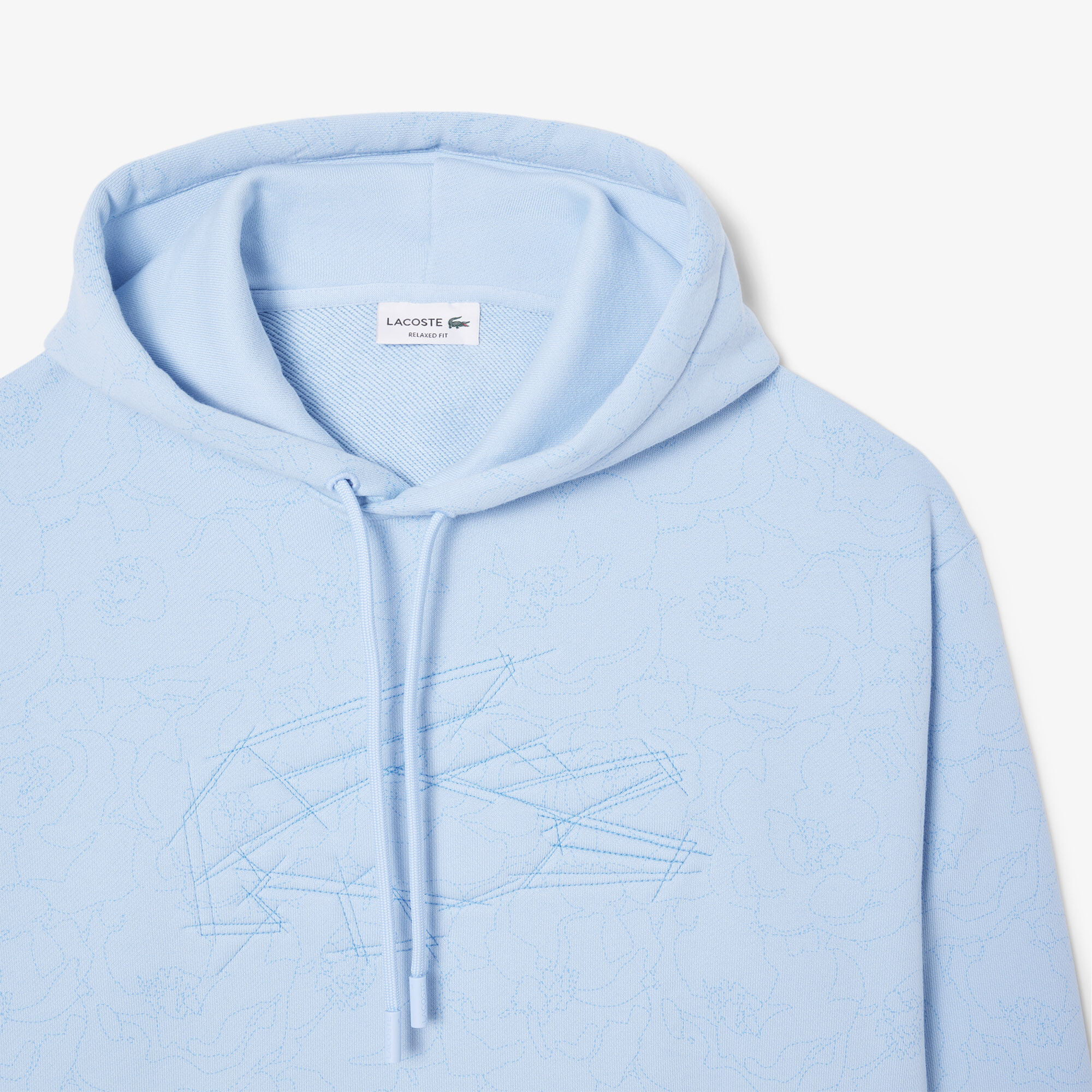 Lacoste Men's Floral Print Hoodie - Lifestyle ( Silver Chine / Overview ) - SH3599. 