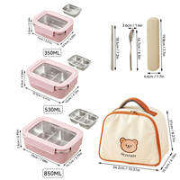 WORTHBUY | WORTHBUY 304 Stainless Steel Divided Bento Lunch Box With Detachable Lid Student Portable Large Capacity Sealed Lunch Container