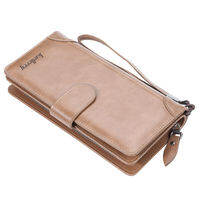 Baellerry Mens Long PU Wallet with Snap Button & Zipper Large Capacity Multi - Card Slots Organized Compartments Casual Clutch