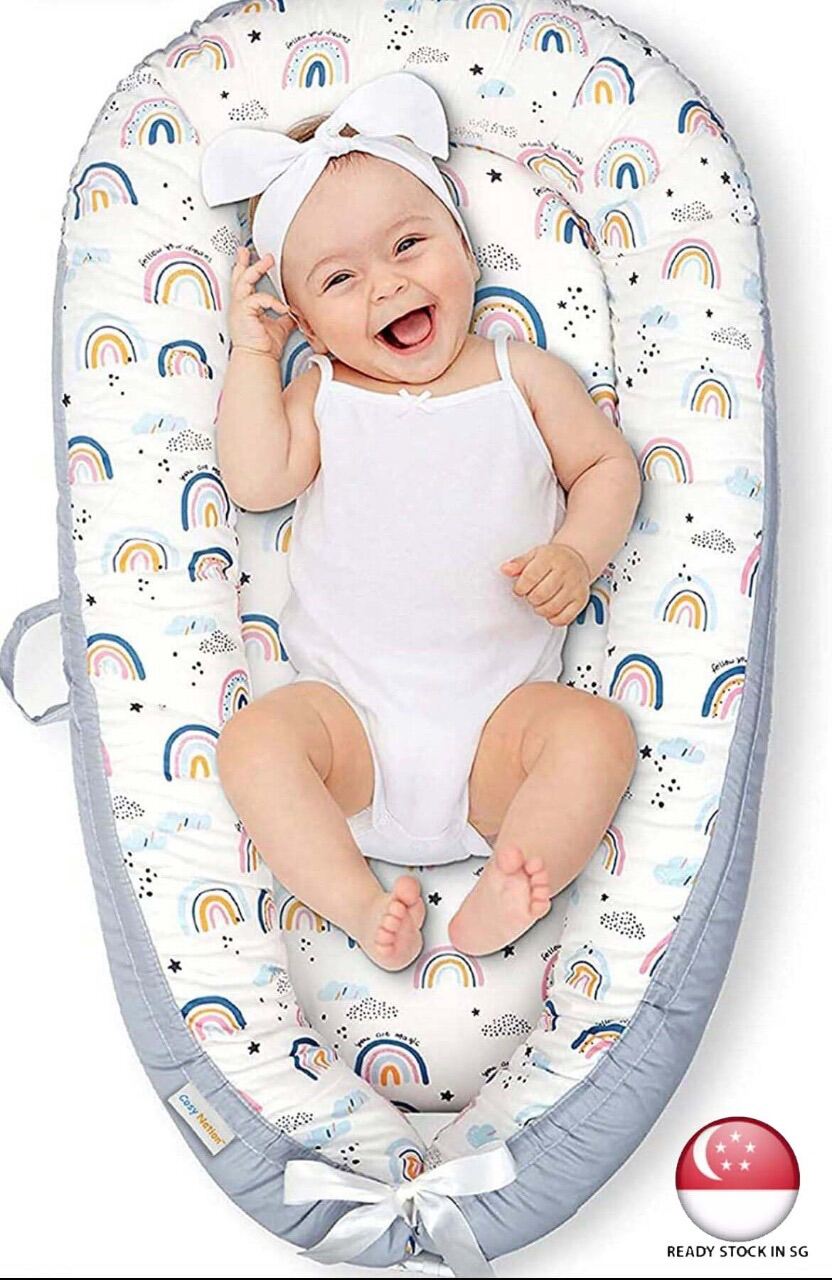 JARDIN Baby Lounger Newborn Baby Nest Pillow for Co-Sleeping Newborn Lounger with Ultra Soft Breathable Cotton Adjustable Baby Bed Lounger Crib for 0-12 Months Babies 
