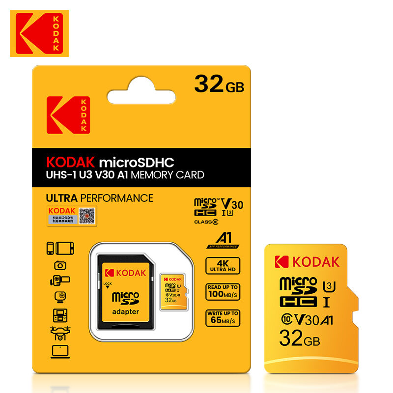 Original Kodak U3 A1 V30 MicroSD 128GB 32GB 64GB 256GB Class 10