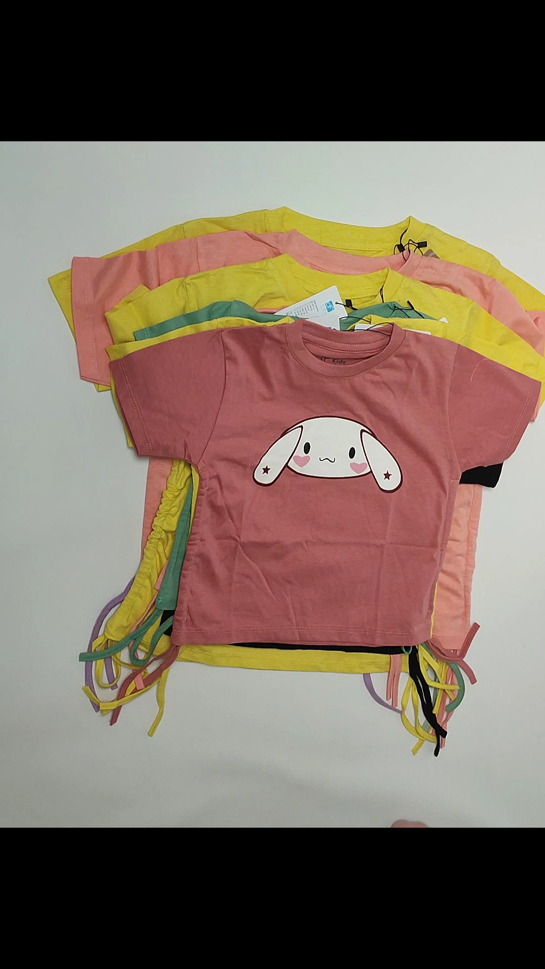 DFKids Kaos Anak Crop Pendek Serut Tali Atasan Anak Perempuan Crop bisa pendek dan panjang