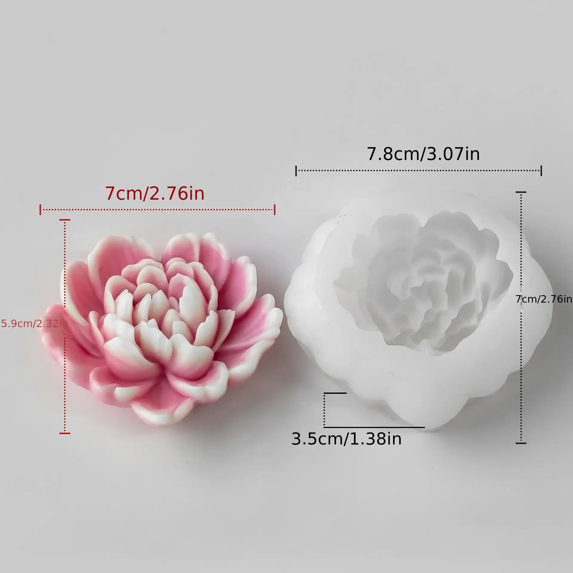 Heart Flower Silicone Mold - 3DFlowers for candles、Clay、Gypsum and Soap Making，Reusable，Delicate Petal Design，Home Decorations