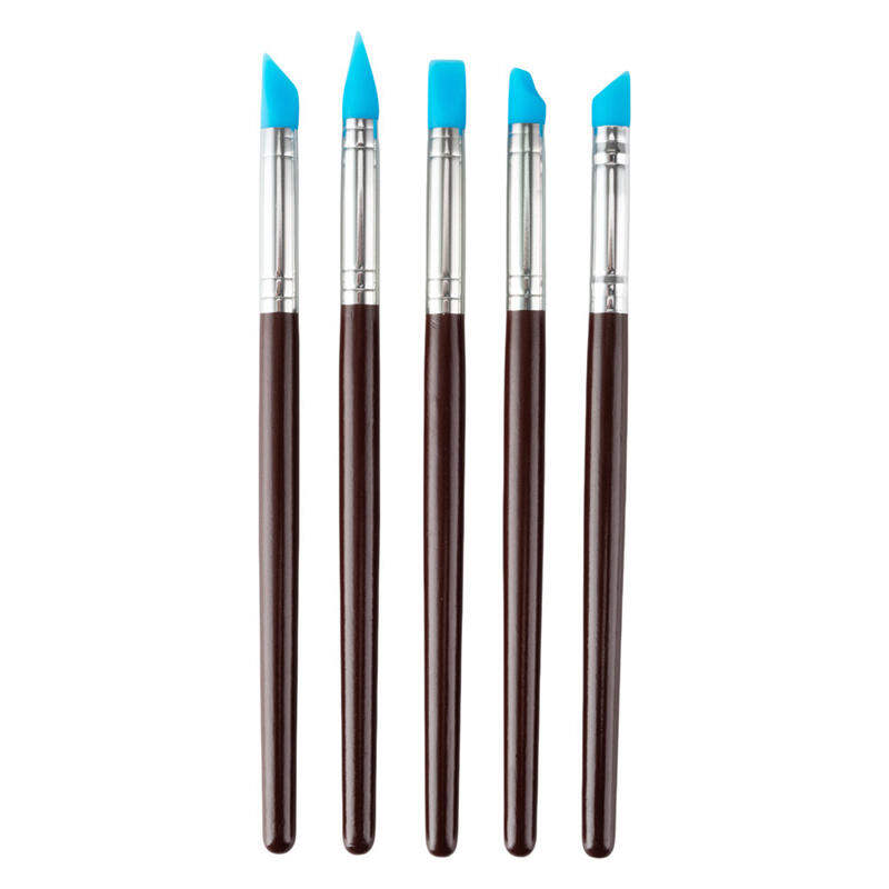 5Pcs Silicone Clay Sculpting Tool For Brush Modeling Dotting Nail Art Pottery Clay Tool DIY Carving Sculpting Tools Soft Head