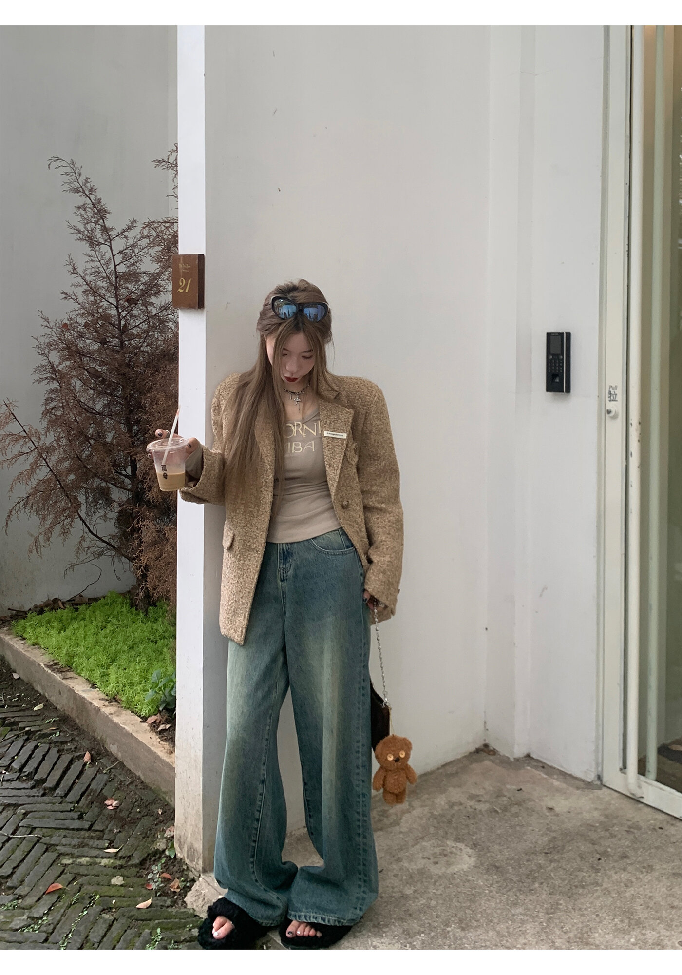 High Waist Wide Leg Jeans Women's Loose Fit Washed out Style Spring Autumn Denim Pants by LUU Peach Joy Slimming Effect · v2