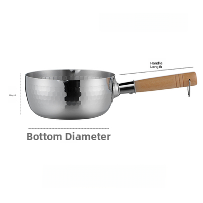 Japanese Style Snow Flat Pot 304 Stainless Steel Non-coated Stick Small Saucepan Home Use Noodles Frying Soup Induction Cooktop. 