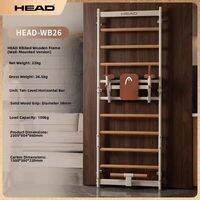 HEAD | Multifunctional Wall Mounted Pull Up Bar for Home Gym with Wooden Ladder Design for Calisthenics Yoga Dance Stretching Exercises No Drill Installation