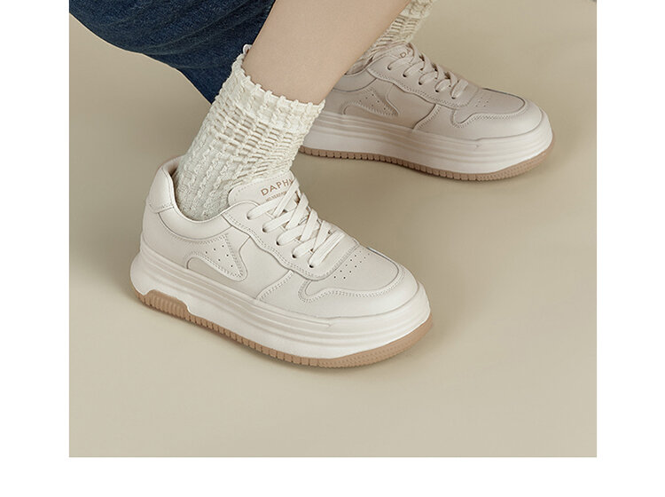 Daphne Trendy Thick Bottom Casual White Shoes Spring 2025 Women's Versatile Comfortable Heightening Fashionable Flat Shoes · v12