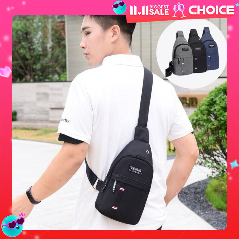 1pc Men Fashion Fashion Instinct Nylon Men Chest Bag Earphone Hole Casual Men Chest Ba