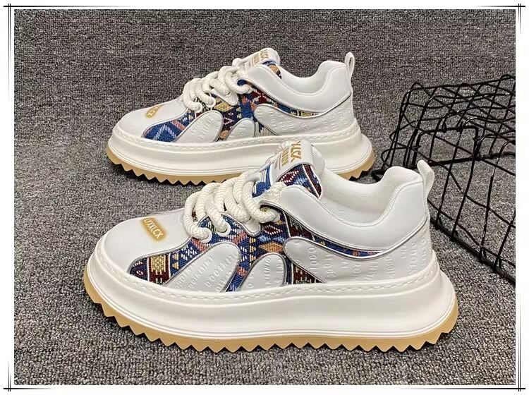 Men's Thick Sole Breathable Casual Shoes Color Block Design Summer Leisure Dad Shoes Increased Height Trendy Fashion Sneakers · v8