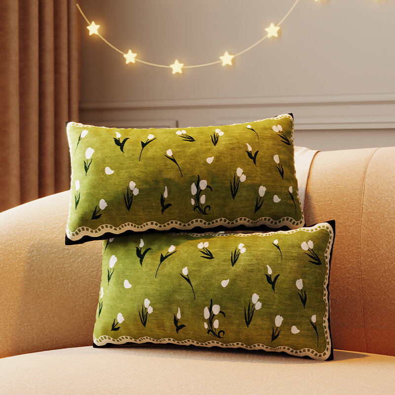 American Style Long Pillow Backrest Sofa Cushion Luxury Rectangular Pillow Home Decor Customizable Washable PP Cotton Filling