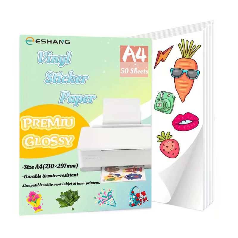 A4 High Quality Printable Vinyl Sticker Paper Suitable for Your Inkjet and Laser Printers Glossy White Sticker Paper