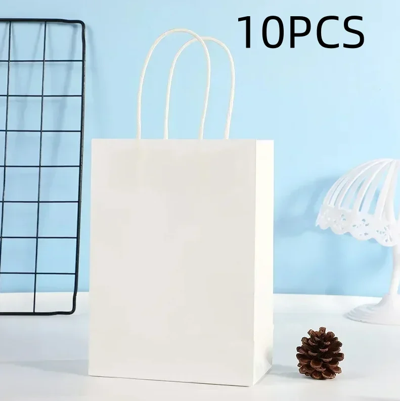 Candy Colorful Shopping Bags 10PCS Kraft Paper Gift Candy Bag Colored Hand-held Paper Bags Wedding Party Decoration Gift