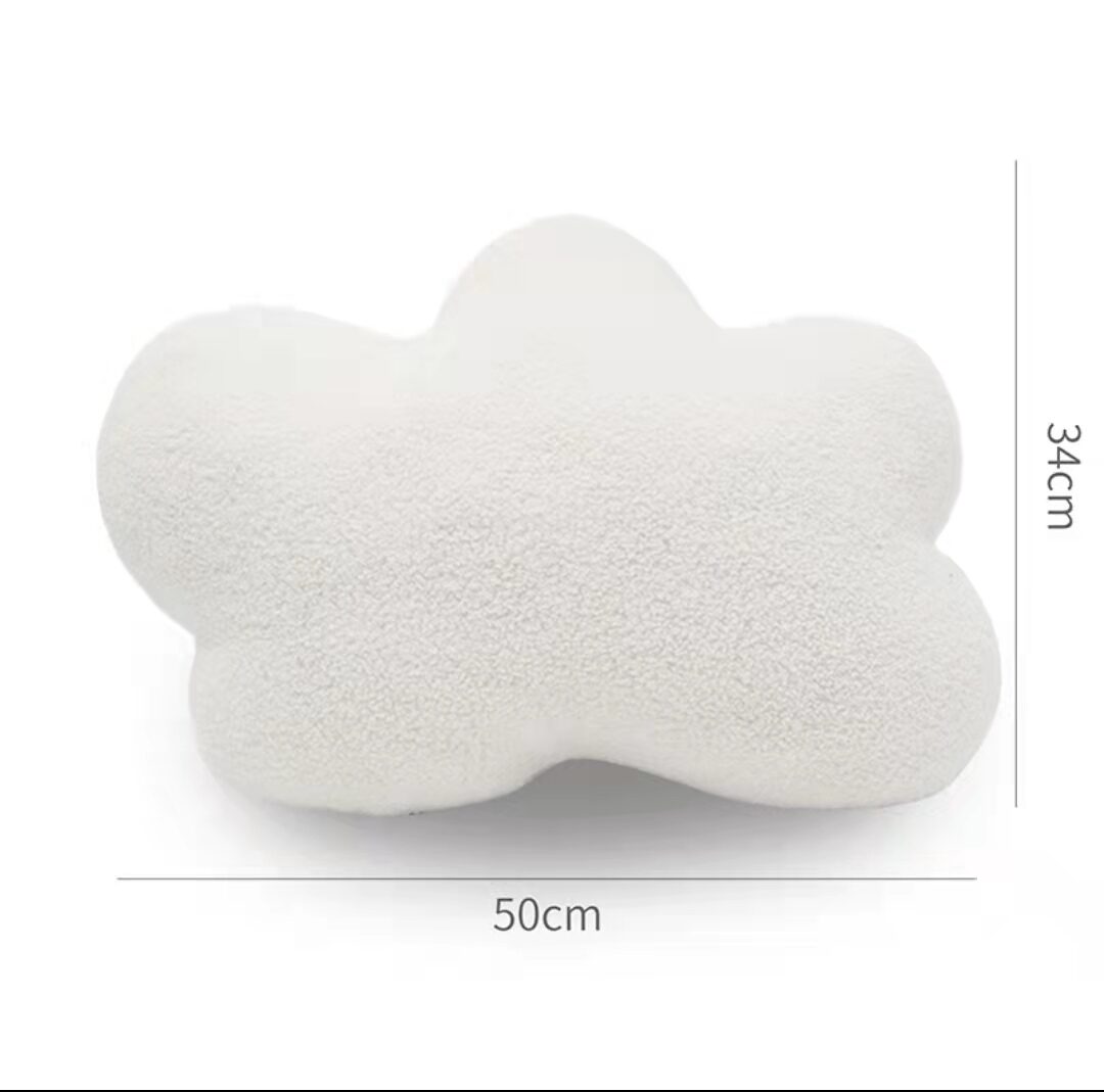 Modern Simple Teddy Velvet Cloud Shaped Plush Pillow Sofa Window White Cloud Cushion Nordic Style Bedroom Cotton Inner Core