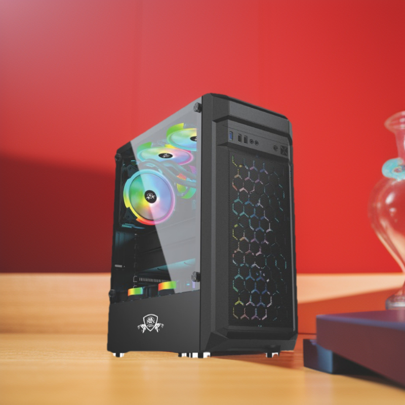 RGB Gaming PC with 4 RGB Fans, H81 Motherboard, Core i7 4th, 16GB RAM, 128GB SSD, 500GB HDD, 2GB amd radeon rx 560. 