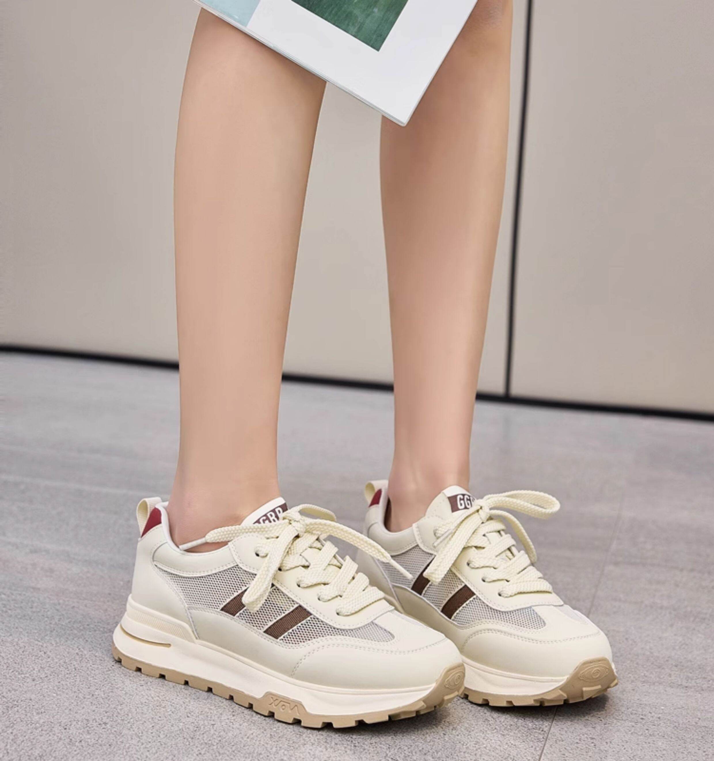 Zapatillas de malla de verano para mujer, zapatillas deportivas informales, estilo papá, modernas, sin cordones, punta redonda, tacón medio, calzado cómodo y a la moda