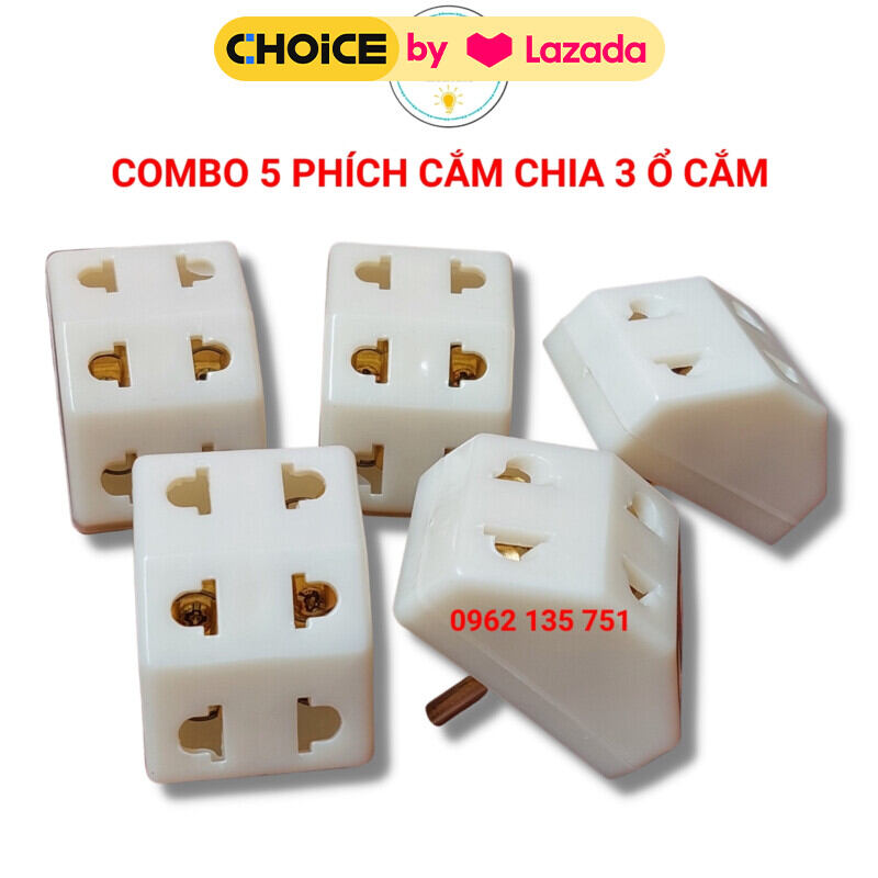 Combo 5 phích cắm chia 3 ổ cắm 3000W