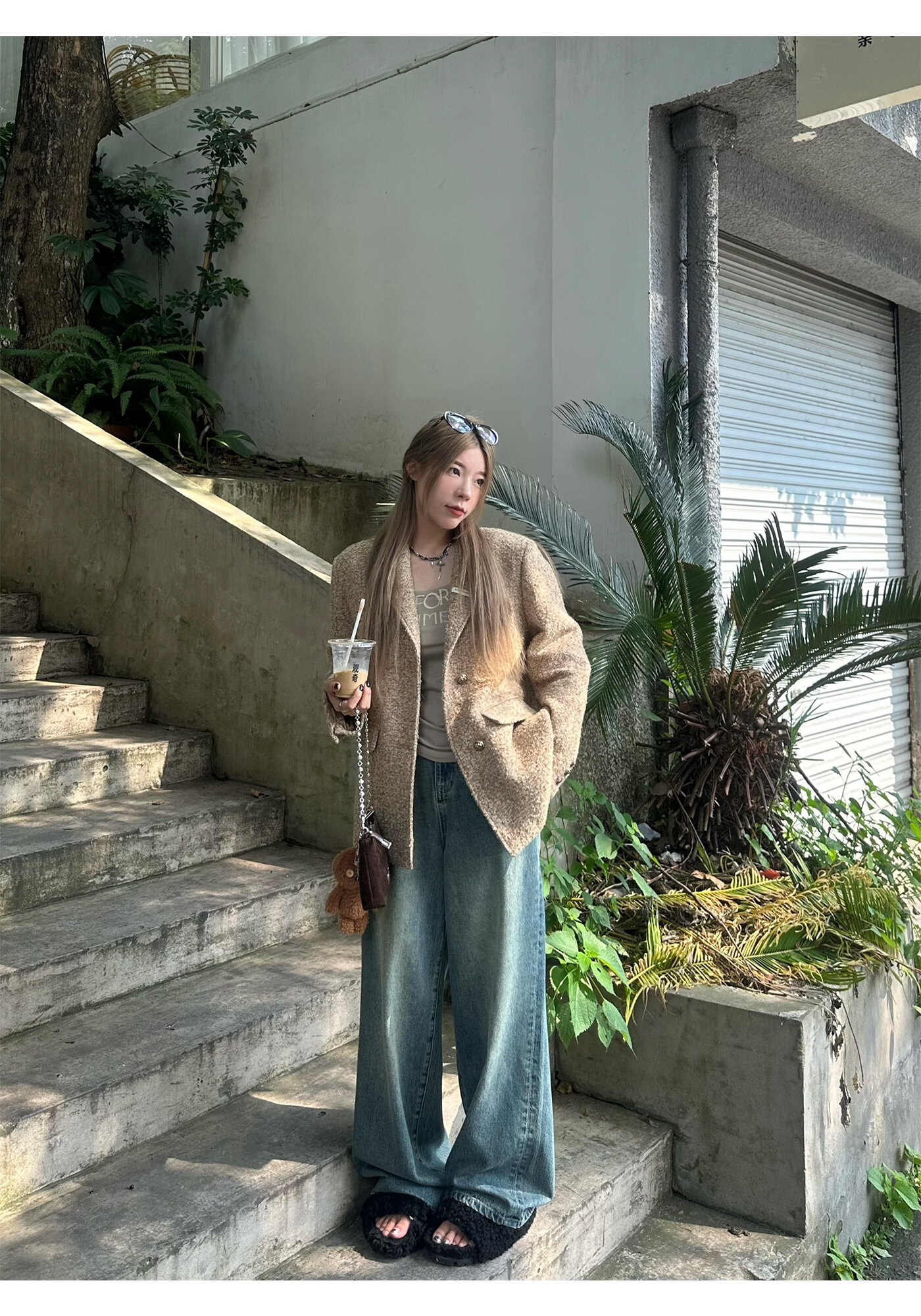 High Waist Wide Leg Jeans Women's Loose Fit Washed out Style Spring Autumn Denim Pants by LUU Peach Joy Slimming Effect · v2