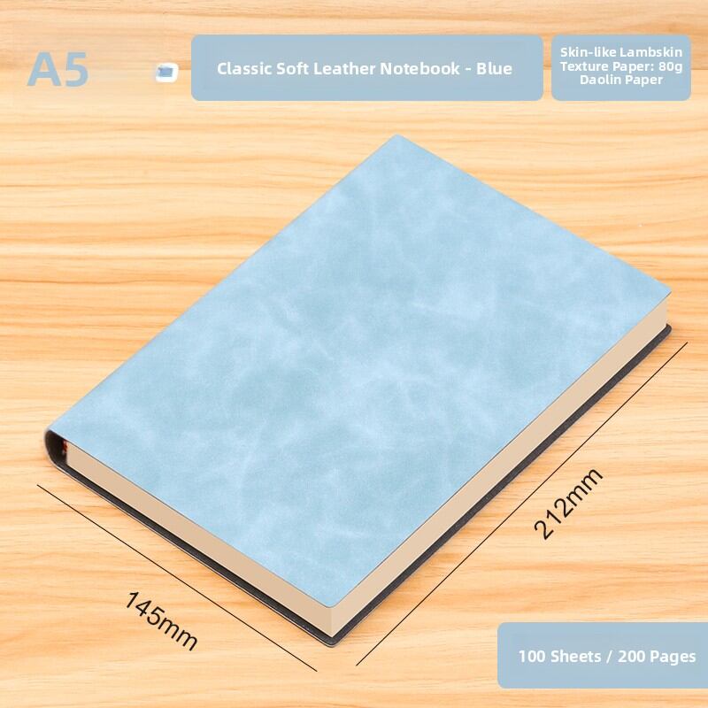 Black A5 Soft Leather Notebook Business Meeting Learning Record Book High Aesthetic Travel Diary Scrapbook PU Cover Office Supplies