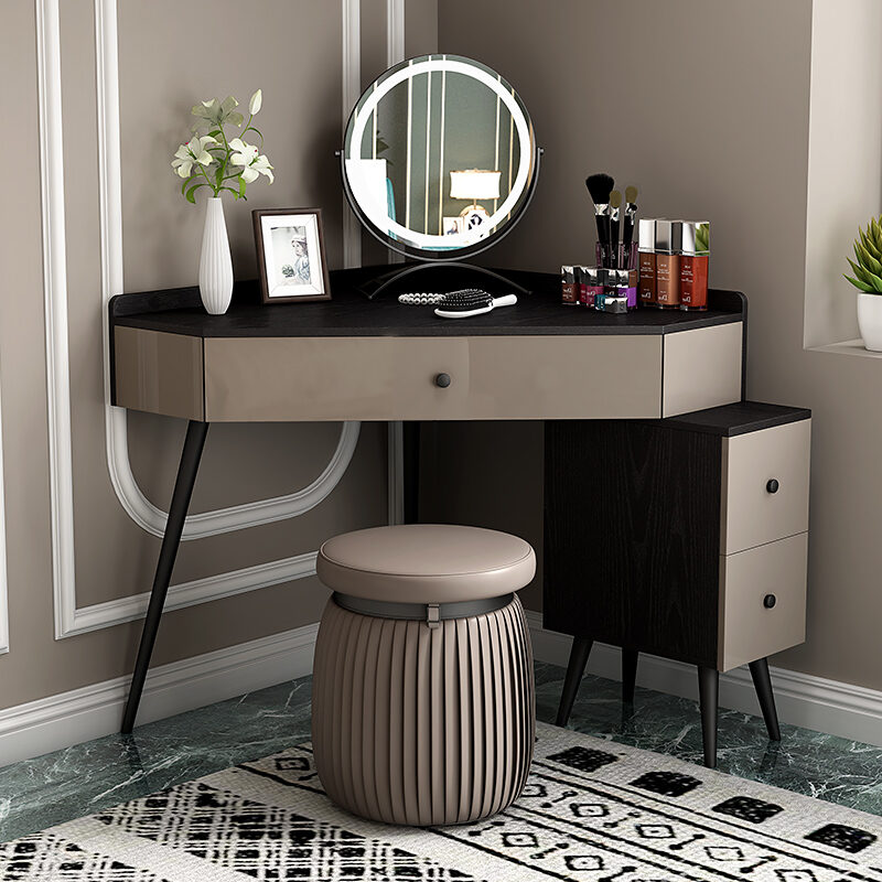 Modern Light Luxury Corner Dresser, Corner Vanity Table