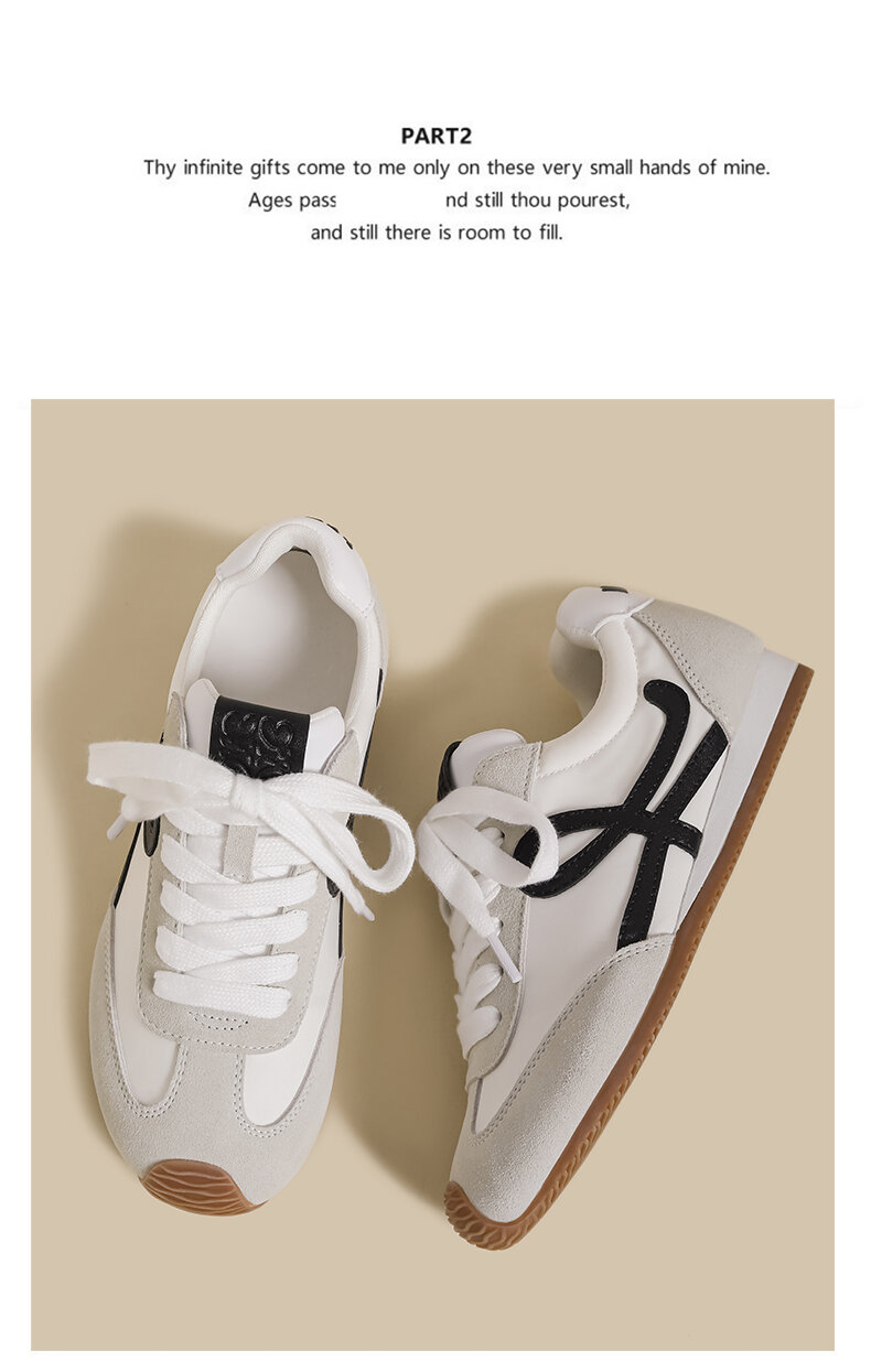 White Sporty Flat Bottom De Xin Women's Shoes Spring Autumn New Style Color Block Retro Dad Casual All-Match Running Shoes · v7