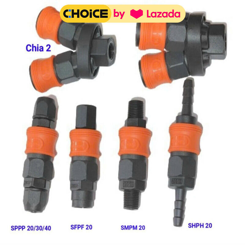 Bộ đầu nối nhanh dây hơi, bộ chia khí nén 2 chạc, 3 chạc thương hiệu Kapusi, khớp nối nhanh tự động khóa bằng nhựa đặc chủng chống va đập, bền bỉ, thao tác một tay đơn giản, bộ chia hơi máy nén khí, bộ đầu nối hơi