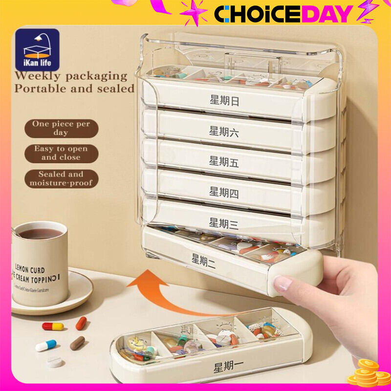 กล่องเก็บยา กล่องยาแบบพกพา 7 วัน กล่องยาพกพา กล่องใส่วิตามิน กล่องใส่ยา สำหรับ 1 อาทิตย์ 28 ช่อง ขนาดเล็ก แบบพกพา ราคา 133 บาท*ส่งฟรี