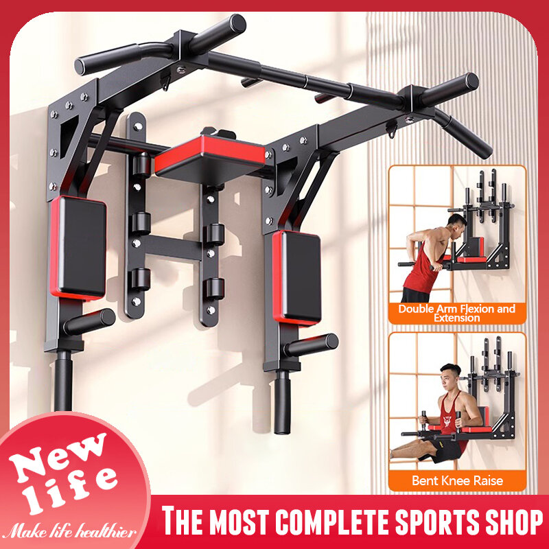 COD Multifunctional Wall mounted Pull up Bar Pull up Bar wall mount 9 IN 1 Dir Bar Mandibular Bar Fitness Dipping Rack Training Equipment Heavy Duty Wall Horizontal Bar Suitable for Indoor