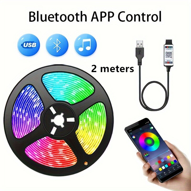 other | RGB LED Strip Lights USB 5V Flexible Diode Ribbon Bluetooth APP Music Sync for TV Backlight Party Home Decor Lighting