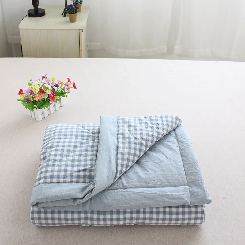 All Cotton Washed Cotton Summer Blanket Single Student Dormitory Cotton Air Conditioning Sheets Double Summer Thin Duvet Quilt for Spring and Autumn