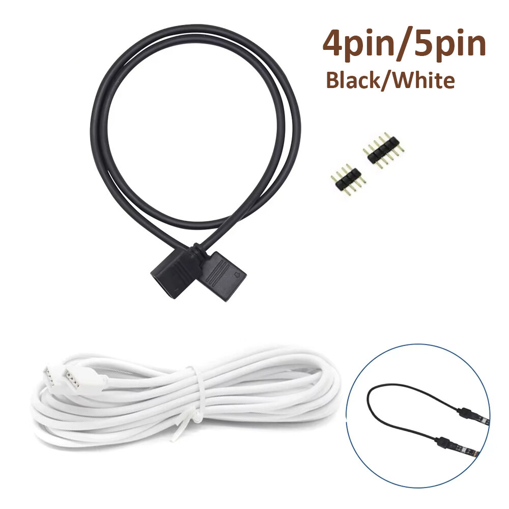 4Pin 5Pin Extension Wire LED Connector RGB RGBW Controller Extension Cable for 4pin 10mm 5pin 12mm 5050 2835 LED Strip Lights