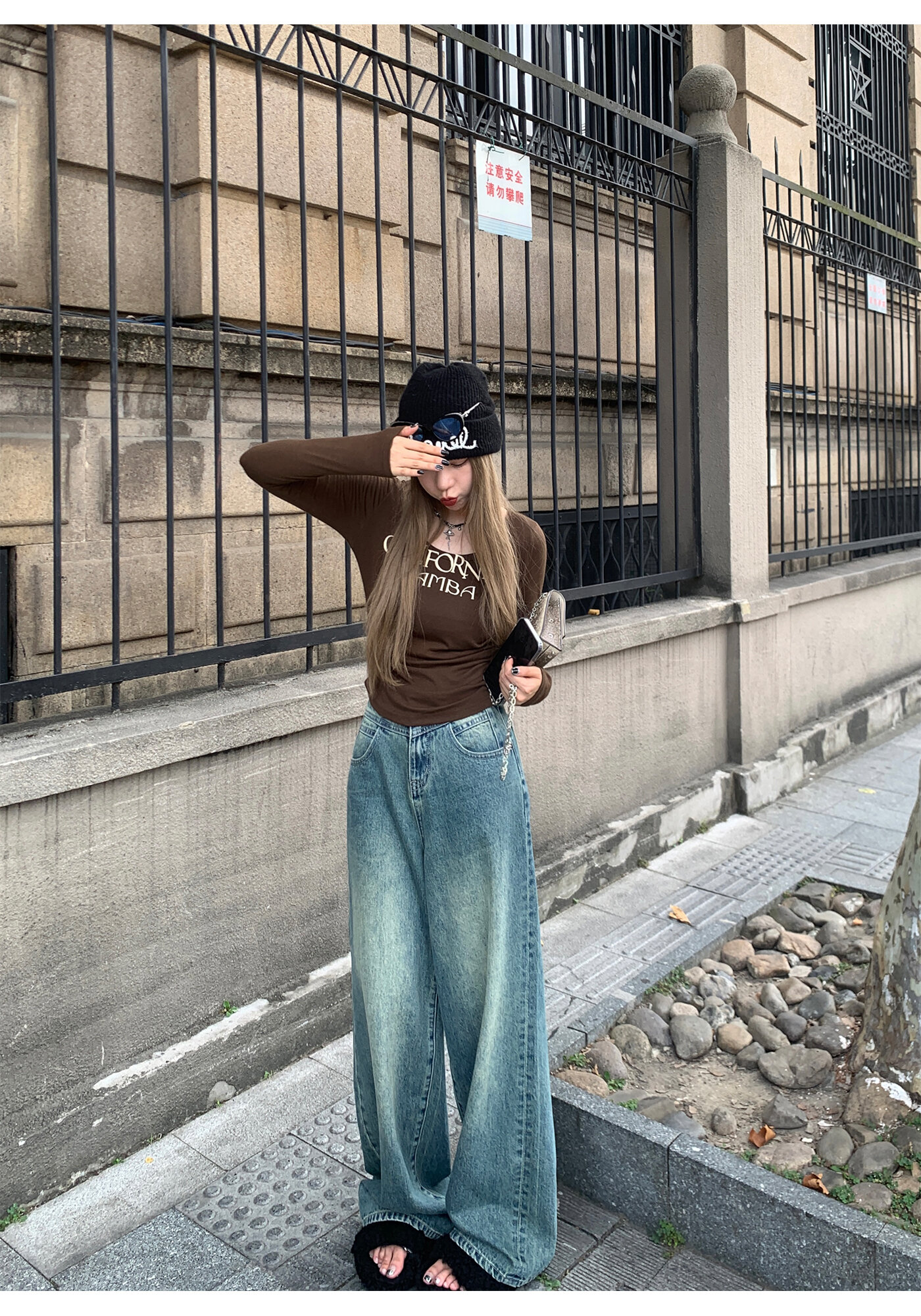 High Waist Wide Leg Jeans Women's Loose Fit Washed out Style Spring Autumn Denim Pants by LUU Peach Joy Slimming Effect · v2