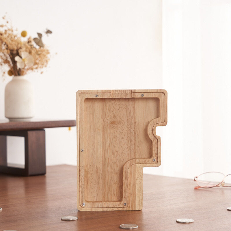 YUXUAN | Wooden Lettered Transparent Coin Bank