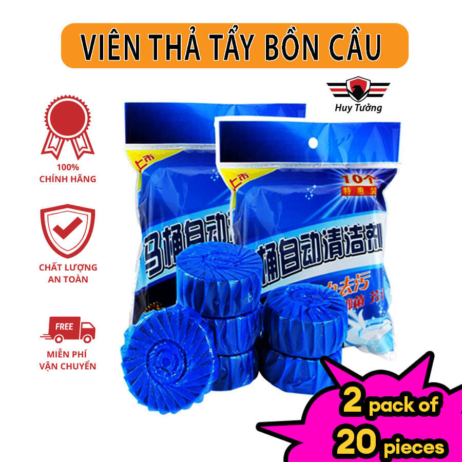 Combo 2 Bịch (20 viên) Viên Tẩy Bồn Cầu Tổng 20 Viên Tẩy Hương Chanh Siêu Sạch, Đánh Bay Mọi Vết Khuẩn - Huy Tưởng